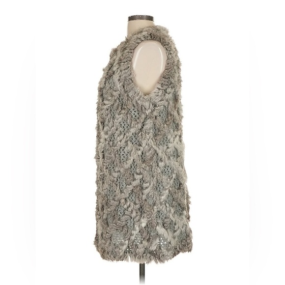 Neiman Marcus 100% Rabbit Fur Open Knit Vest size XL Gray Old Money Chic - Picture 15 of 15